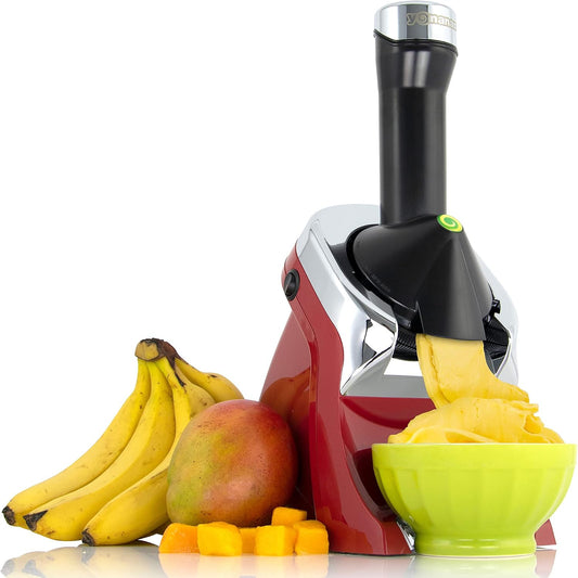 988RD Deluxe Vegan, Dairy-Free Frozen Fruit Soft Serve Maker, Includes 75 Recipes, 200 W, Red