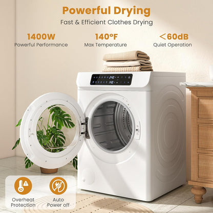 3.6 CU. FT Clothes Dryer, Large Capacity Laundry Dryer with 12 Drying Modes & Stainless Steel Tub, Dryer Machine, Electric Dryer with LED Control for Busy Family Home, White
