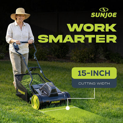 24V-CRLM15 15-Inch 24-Volt IONMAX Cordless Push Reel Mower W/11.9-Gallon Collection Bag, Kit (W/ 4.0-Ah Battery + Charger)