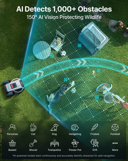 M5 Robot Lawn Mower 1/8 Acre with Garage, Dual Vision+Full-Band NRTK Robotic Lawnmower, No Perimeter Wire, App Control Obstacle Avoidance, 45% Slope, Cutting Height, Multi-Zone Mapping