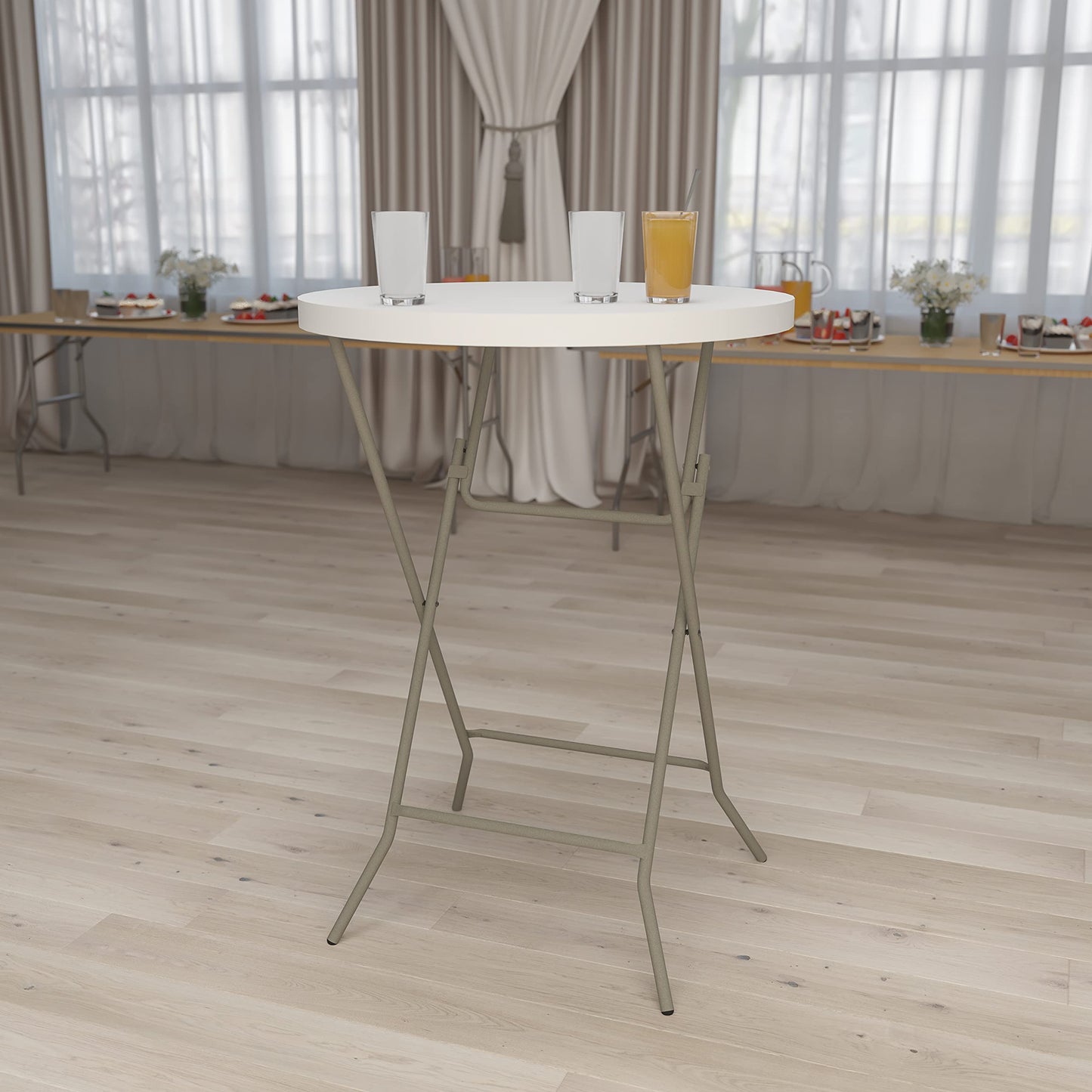 Flash Furniture Kathryn 80cm Round Folding Bar Height Table Granite White