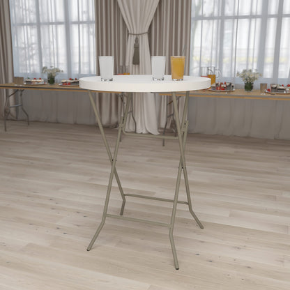 Flash Furniture Kathryn 80cm Round Folding Bar Height Table Granite White