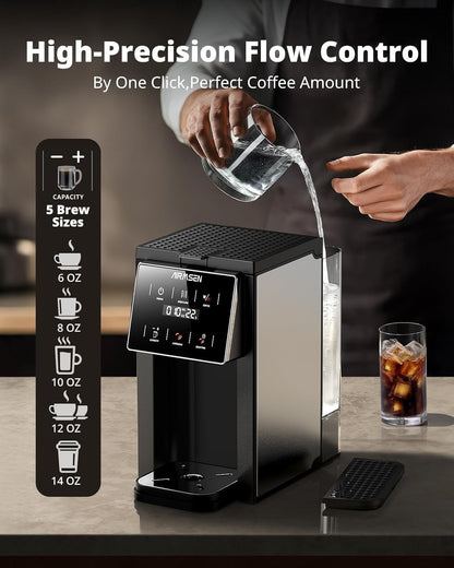 Grind and Brew Coffee Maker, Single Serve with Built-In Grinder, Compatible with K-Cup Pods & Ground Coffee, 1000W Fast 6-14 Oz Brewing, Touchscreen, 50 Oz Removable Tank