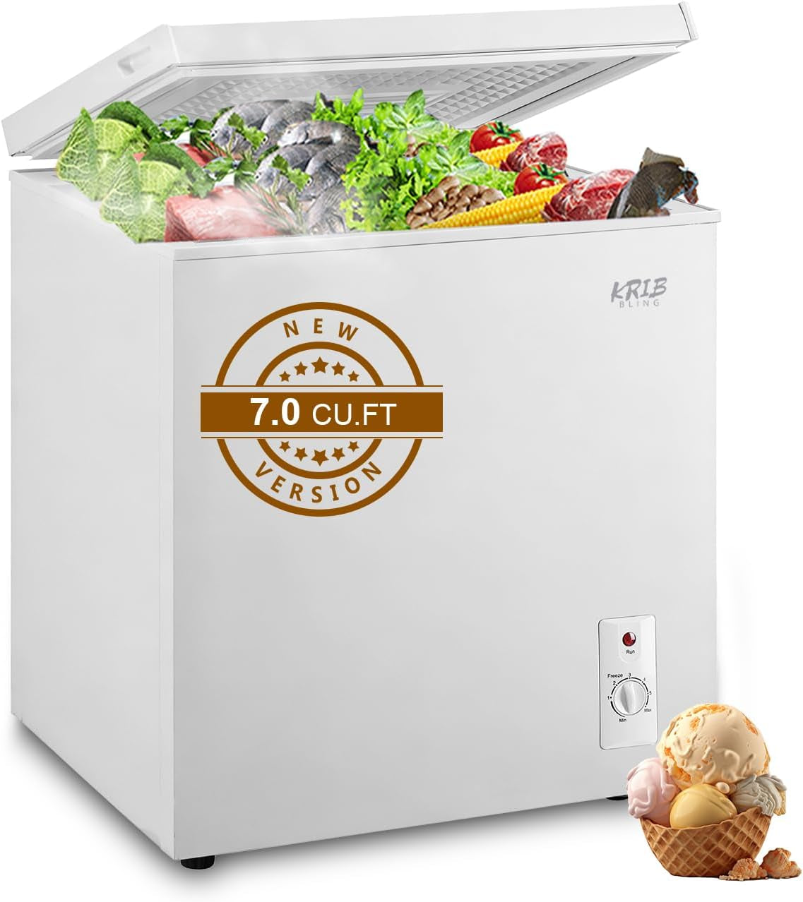 7.0 Cu.Ft Mini Chest Freezer Compact Deep Freezer with Top Open Door White