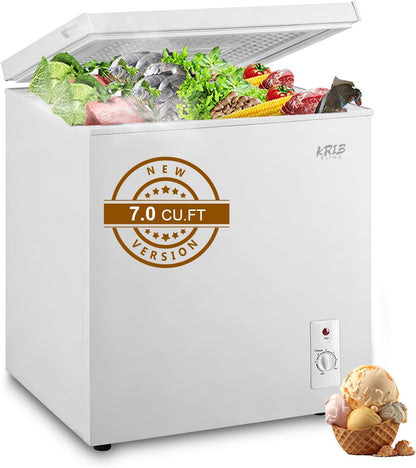 7.0 Cu.Ft Mini Chest Freezer Compact Deep Freezer with Top Open Door White