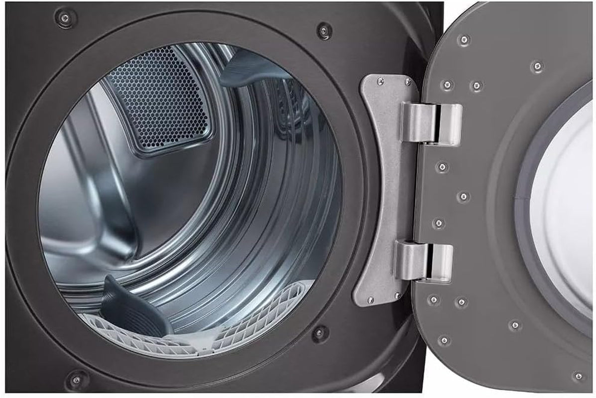 LG 9.0 Cu. Ft. Vented Smart Stackable Gas Dryer in Black Steel with Turbosteam and Sensor Dry Technology