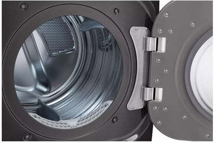 LG 9.0 Cu. Ft. Vented Smart Stackable Gas Dryer in Black Steel with Turbosteam and Sensor Dry Technology