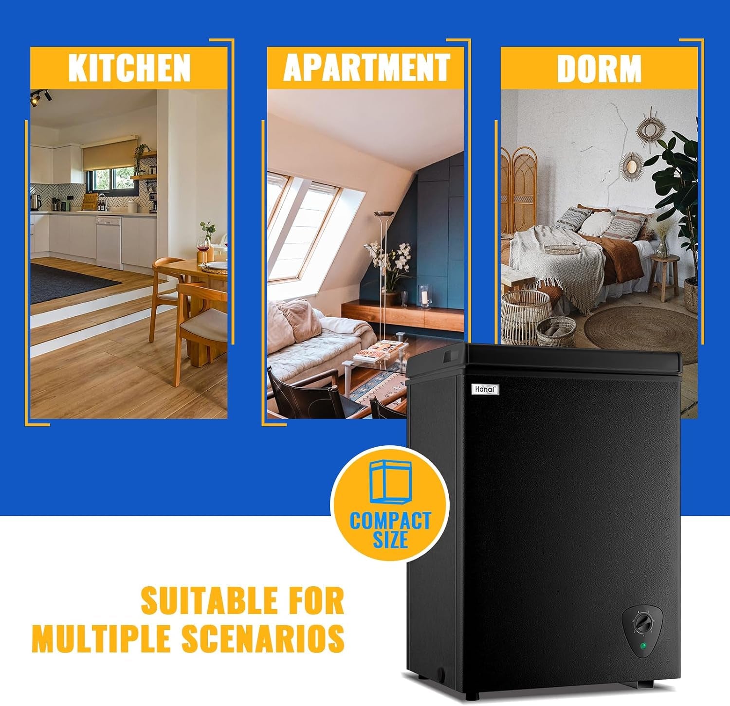 Chest Freezer 3.5 Cu.Ft Small Deep Freezer Top Door for Garage Black