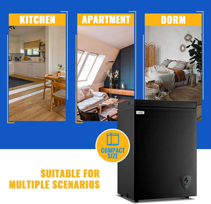 Chest Freezer 3.5 Cu.Ft Small Deep Freezer Top Door for Garage Black