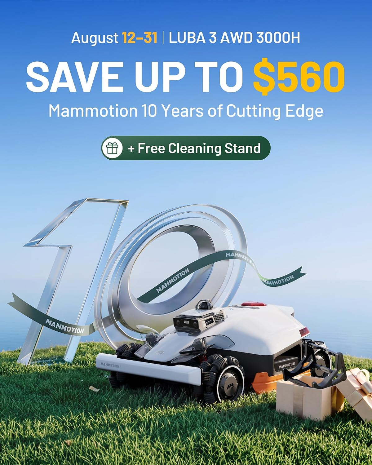 LUBA 3 AWD 3000H Robot Lawn Mower, 0.75 Acre, 2.2"-4.0" Cutting