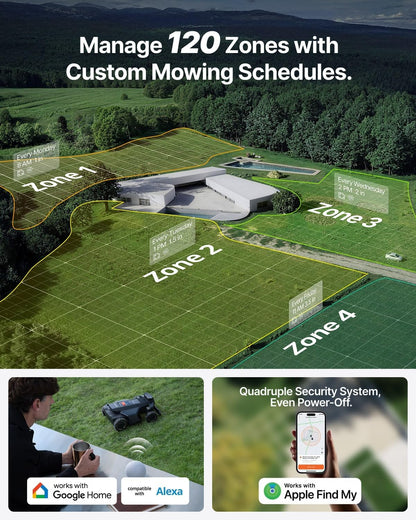 Segway  X450 Robot Lawn Mower Wire Free, for up to 1.5 Acres, 4WD for 84% Slopes, Zero-Turn for Damage-Free Mowing, Orv-Tuned Lawnmower, Mowmentum with 2 × 180W Motors, 0.75–4 in Cutting Height