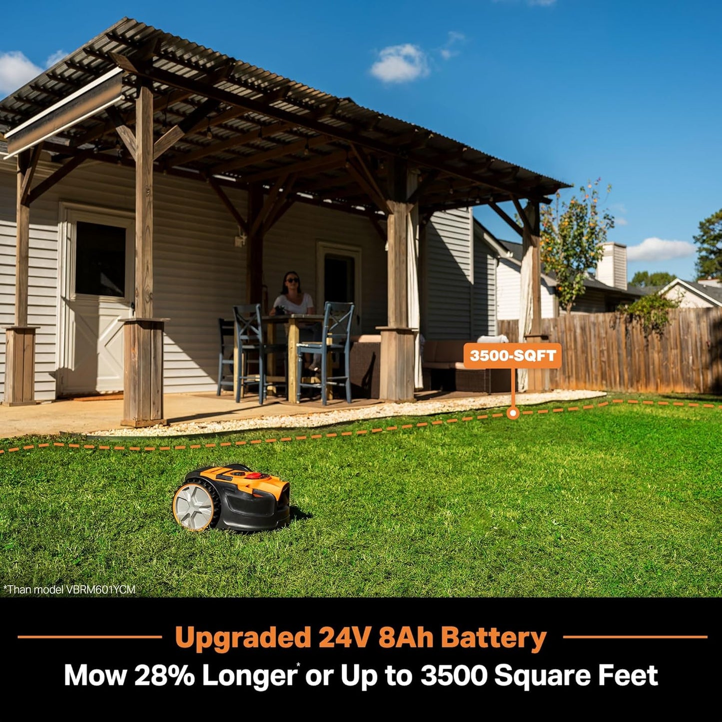 Ocumow™ VBRM601YCM MAX Perimeter Wire Free Robot Lawn Mower Cuts Small Lawns 2000-3500 Square Feet with Optical Navigation, Obstacle Avoidance, Low Noise and No Go Function