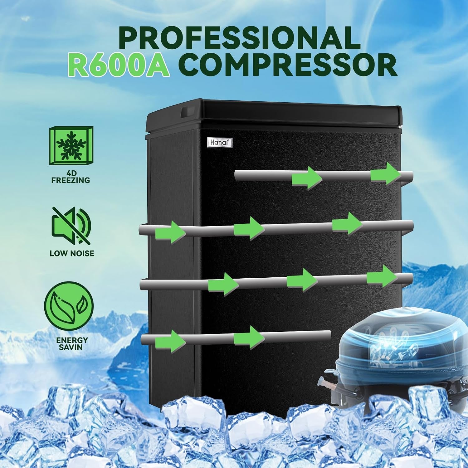 Black Chest Freezer, 3.5 Cu.Ft Deep Freezer for Frozen Food Storage