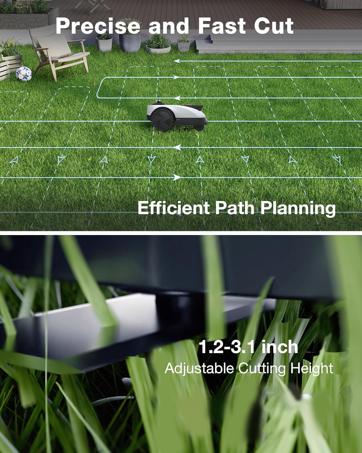 ECOVACS Goat O1000 Lidar PRO Robot Lawn Mower, Wire-Free Mapping with Lidar Navigation, AI Obstacle Avoidance, Smart Edge Mowing, App Control, for Lawns up to 1/4 Acre