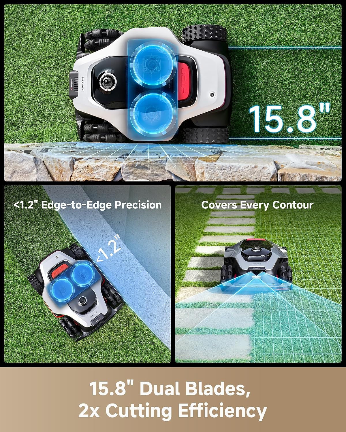 Lidar Robot Lawn Mower A3 AWD Pro 3500 +Garage+Z1 Robotic Pool Cleaner Set, Wire Free No RTK Robotic Lawn Mowers,Dual-Disc Cutting 15.8" Width, Smart Zero-Edge, App Control for 0.87 Acre