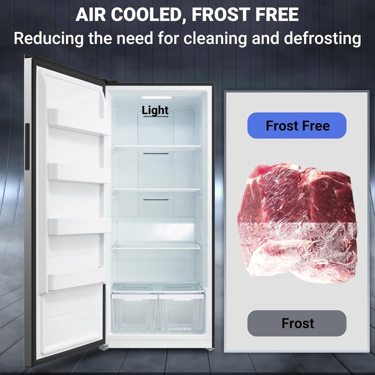21 Cu.Ft Upright Freezer, Freezer Upright Frost Free Upright Freezers with LED Display,Stainless Steel Convertible Refrigerator Freezer for Garage,Kitchen Use