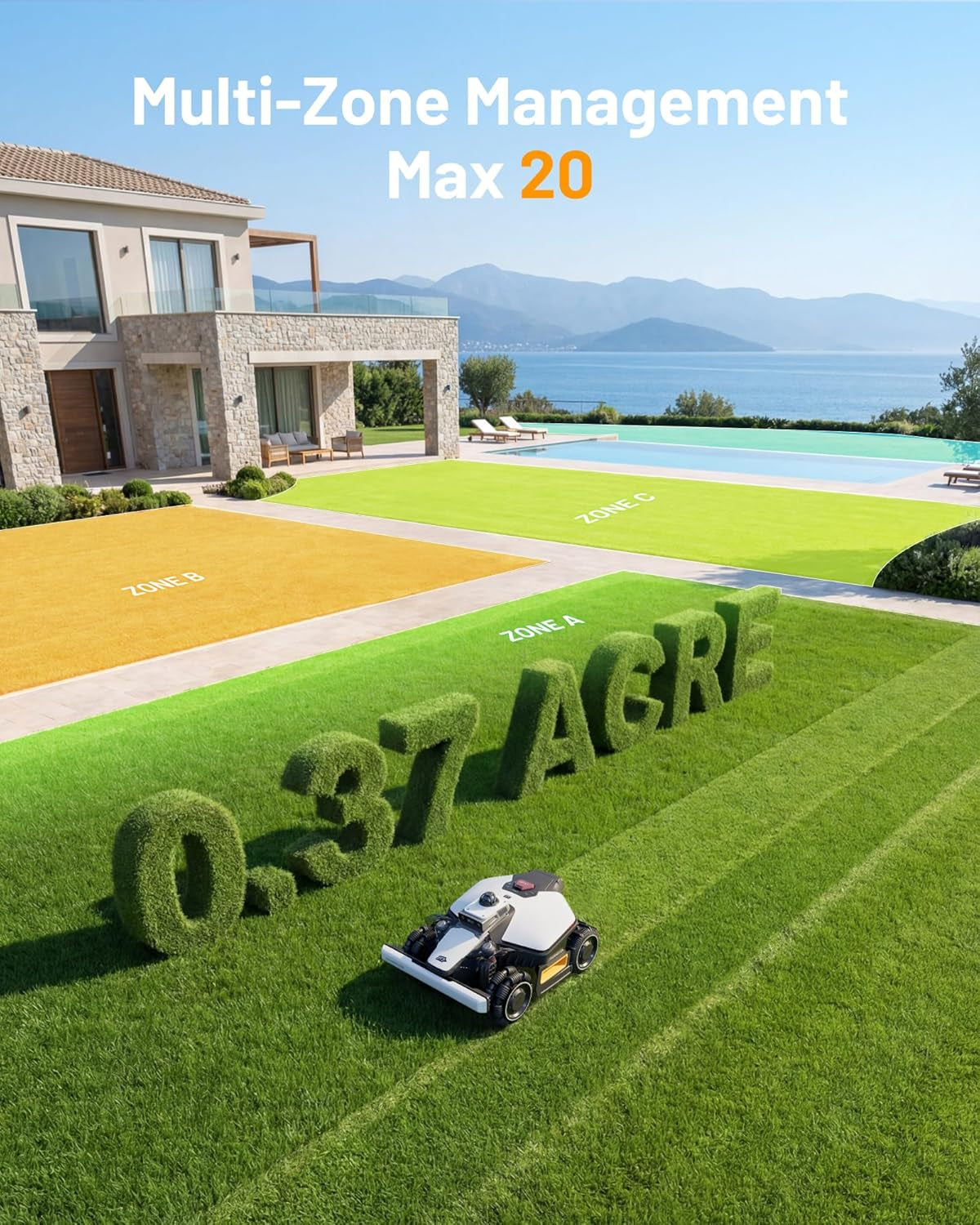 LUBA Mini 2 AWD 1500H Robot Lawn Mower, 0.37 Acre, Lidar+Ai