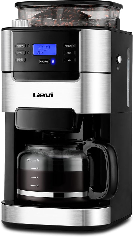 All in One 10-Cup Grind & Brew Coffee Maker with Built-In Burr Grinder