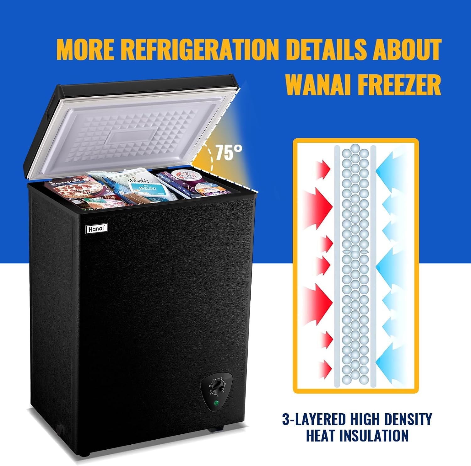 Chest Freezer 3.5 Cu.Ft Small Deep Freezer Top Door for Garage Black