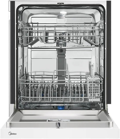 Midea MDF24P1BWW 52 Dba White Front Control Hybrid Tub Dishwasher