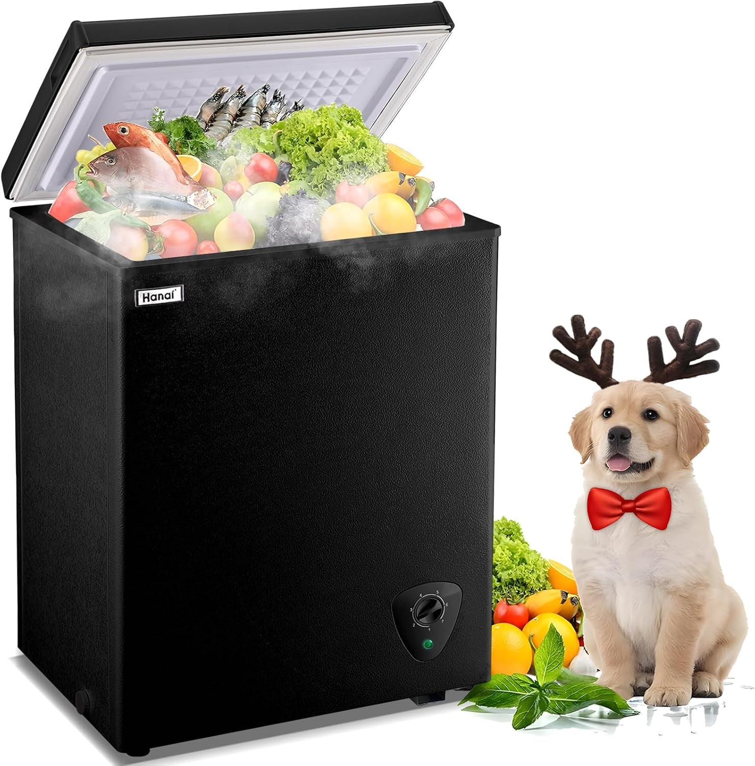Chest Freezer 3.5 Cu.Ft Small Deep Freezer Top Door for Garage Black