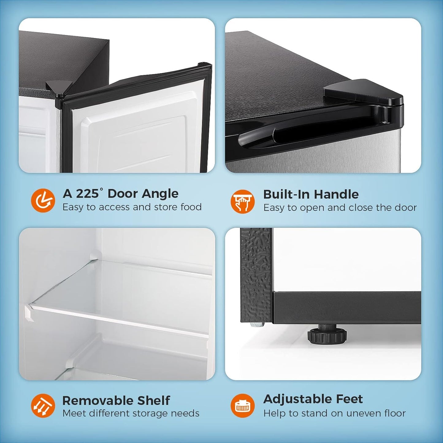 Small Freezer Upright, 3.0 Cu.Ft Mini Freezer, Stainless Steel