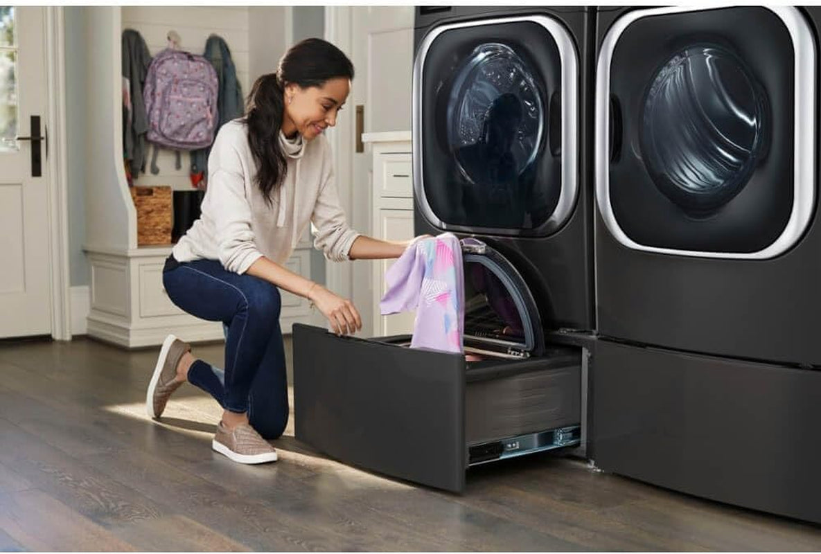 LG 9.0 Cu. Ft. Vented Smart Stackable Electric Dryer in Black Steel with Turbosteam and Sensor Dry Technology