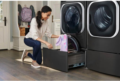 LG 9.0 Cu. Ft. Vented Smart Stackable Electric Dryer in Black Steel with Turbosteam and Sensor Dry Technology