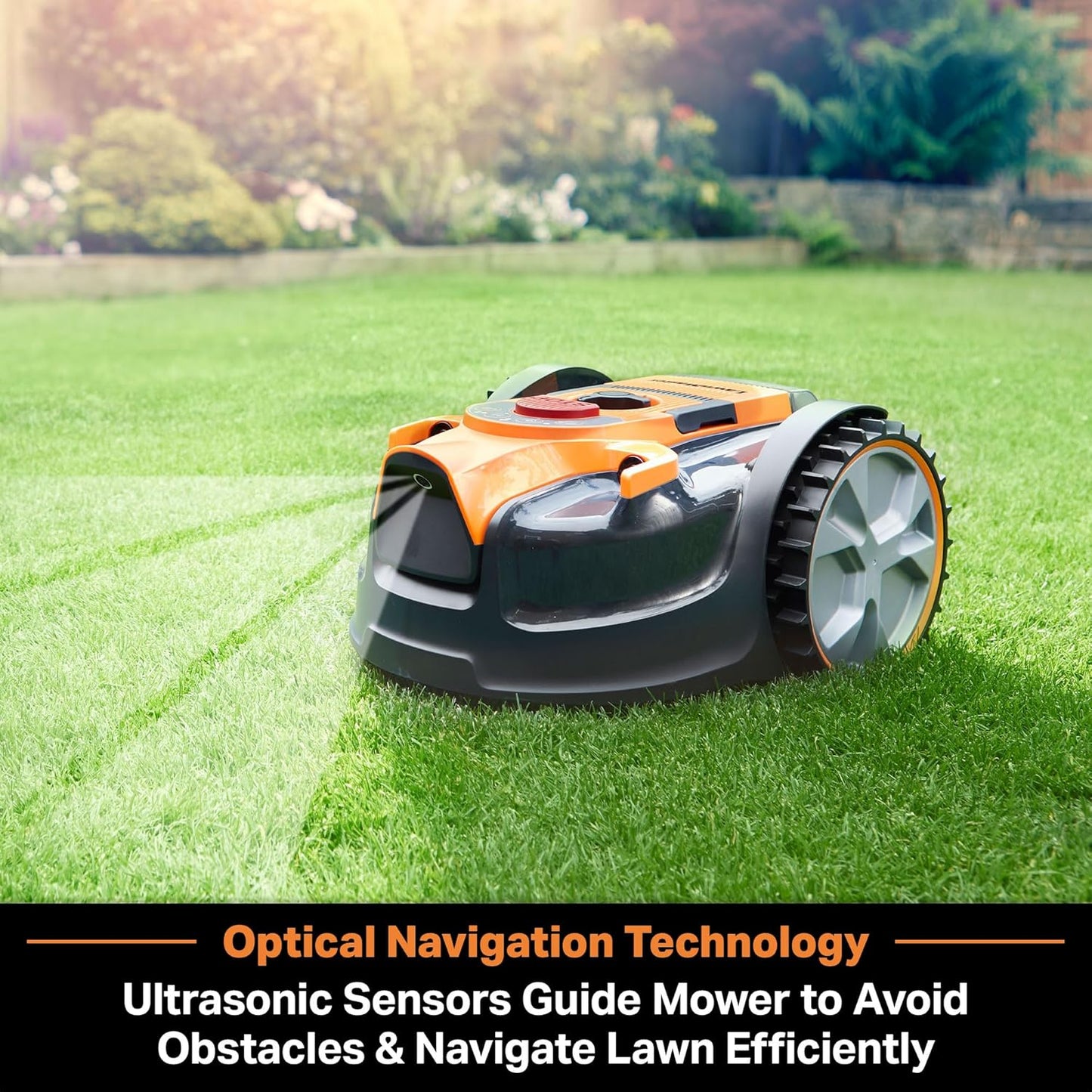 Ocumow™ VBRM601YCM MAX Perimeter Wire Free Robot Lawn Mower Cuts Small Lawns 2000-3500 Square Feet with Optical Navigation, Obstacle Avoidance, Low Noise and No Go Function