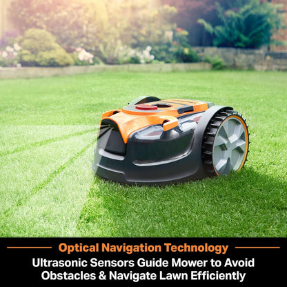Ocumow™ VBRM601YCM MAX Perimeter Wire Free Robot Lawn Mower Cuts Small Lawns 2000-3500 Square Feet with Optical Navigation, Obstacle Avoidance, Low Noise and No Go Function