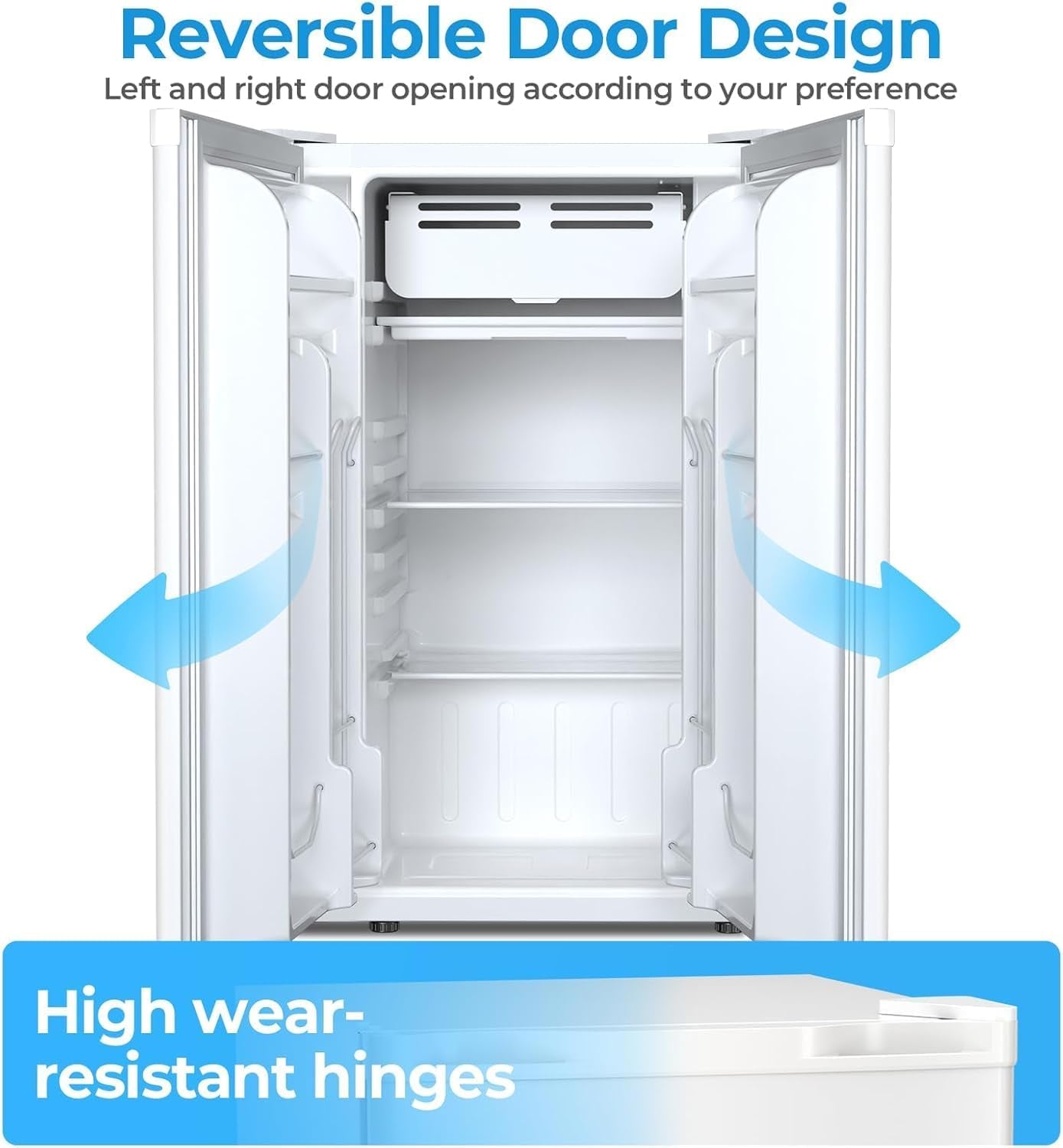 3.2 Cu.Ft Mini Fridge with Freezer, Freestanding Compact Refrigerator with Reversible Door & 7-Speed Thermostat, Small Fridge for Office, Apartment, Gameroom (WHITE)