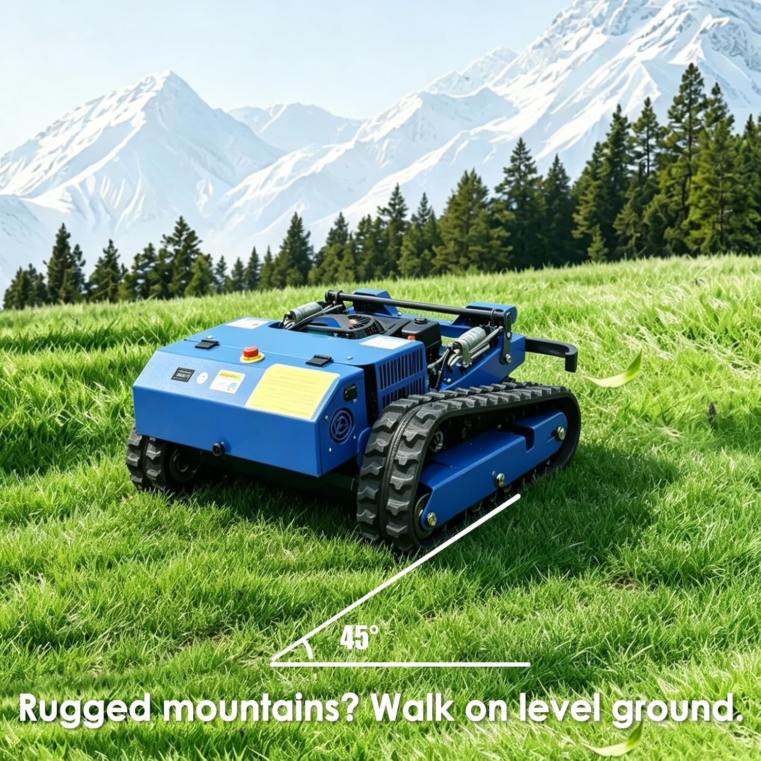 -Remote Control Lawn Mower,Oil-Electric Hybrid Crawler Track Mower,1.1-5.9 Inch Cutting Height Professional Landscape and Estate Mower for 100% Slope(45°) Large Turf Grass Cutting