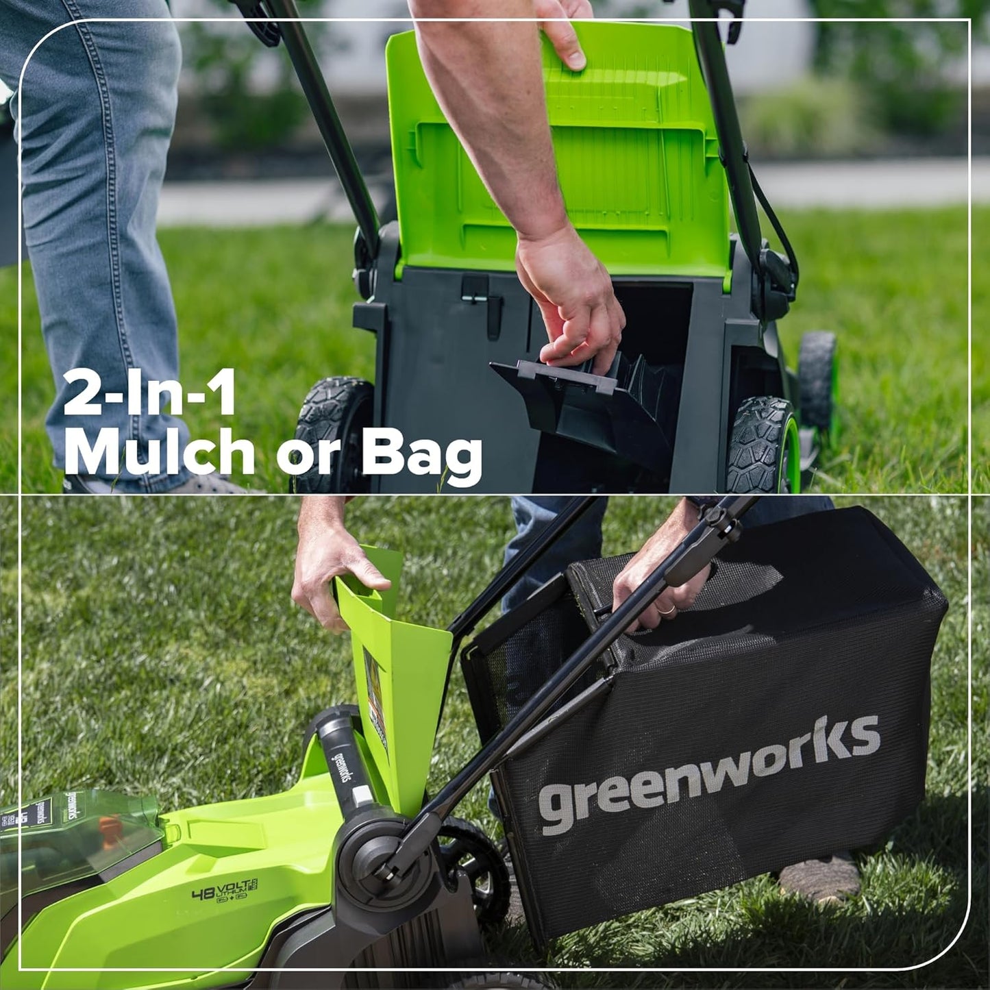 Greenworks 48V (24V X 2) 17In Push Lawn Mower, (2) 4.0 Ah Batteries Kit