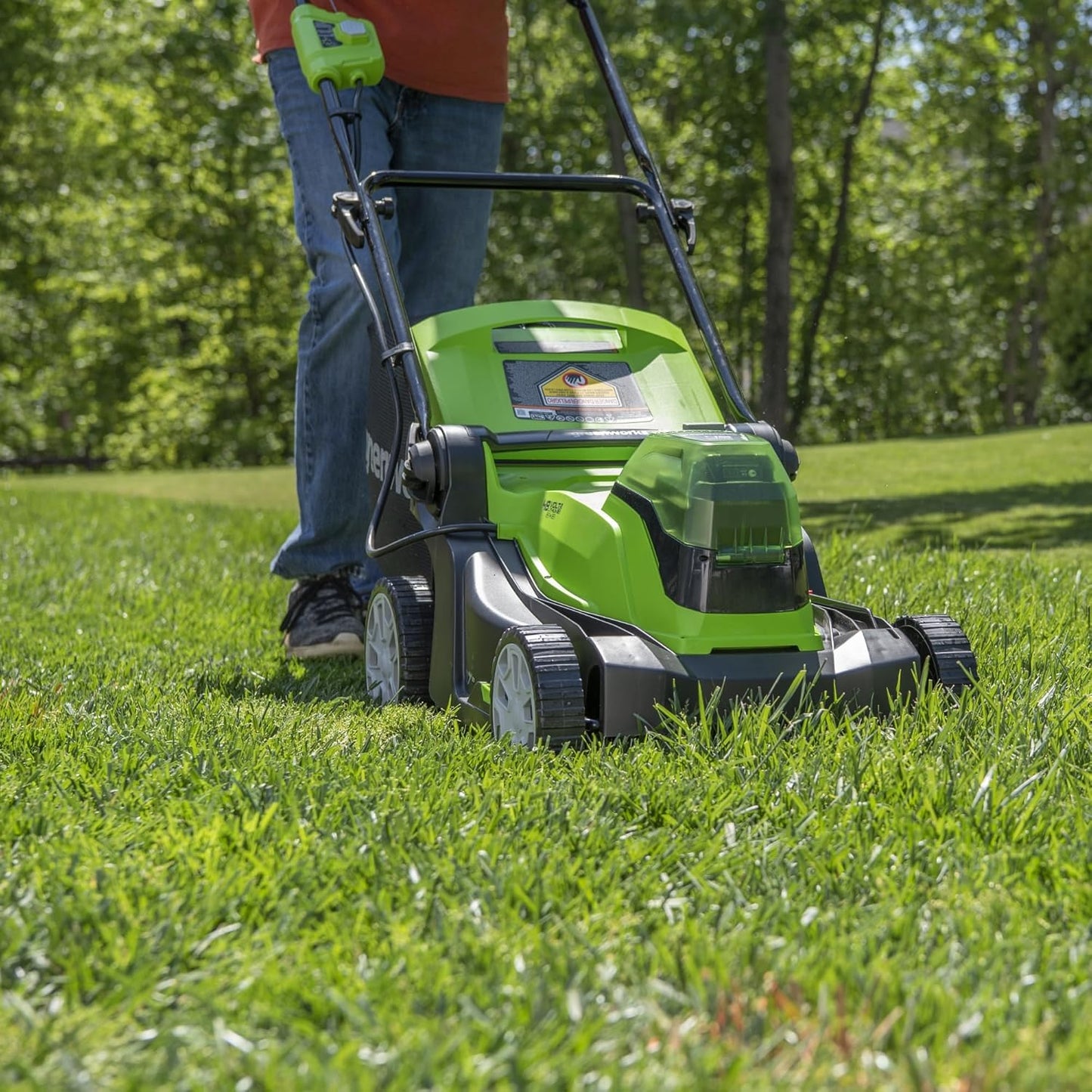Greenworks 48V (24V X 2) 17In Push Lawn Mower, (2) 4.0 Ah Batteries Kit