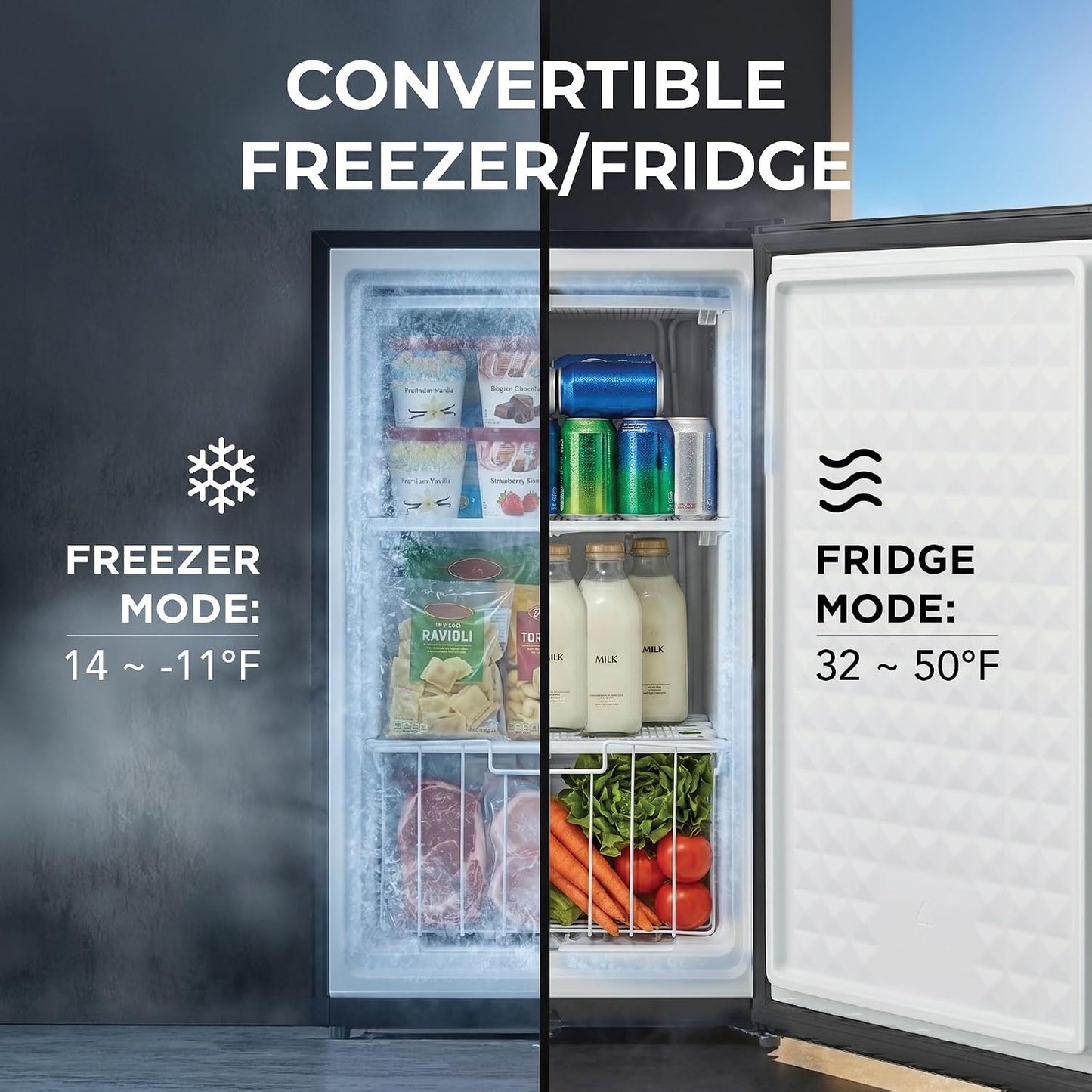 Upright Freezer/Fridge Convertible 3 Cu Ft Energy Star, CUF-301SS