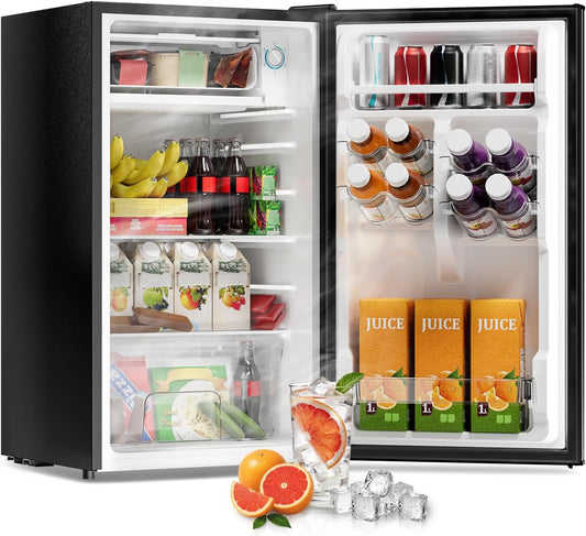 3.2 Cu Ft Mini Fridge with Freezer, Single Door Upright Freezer