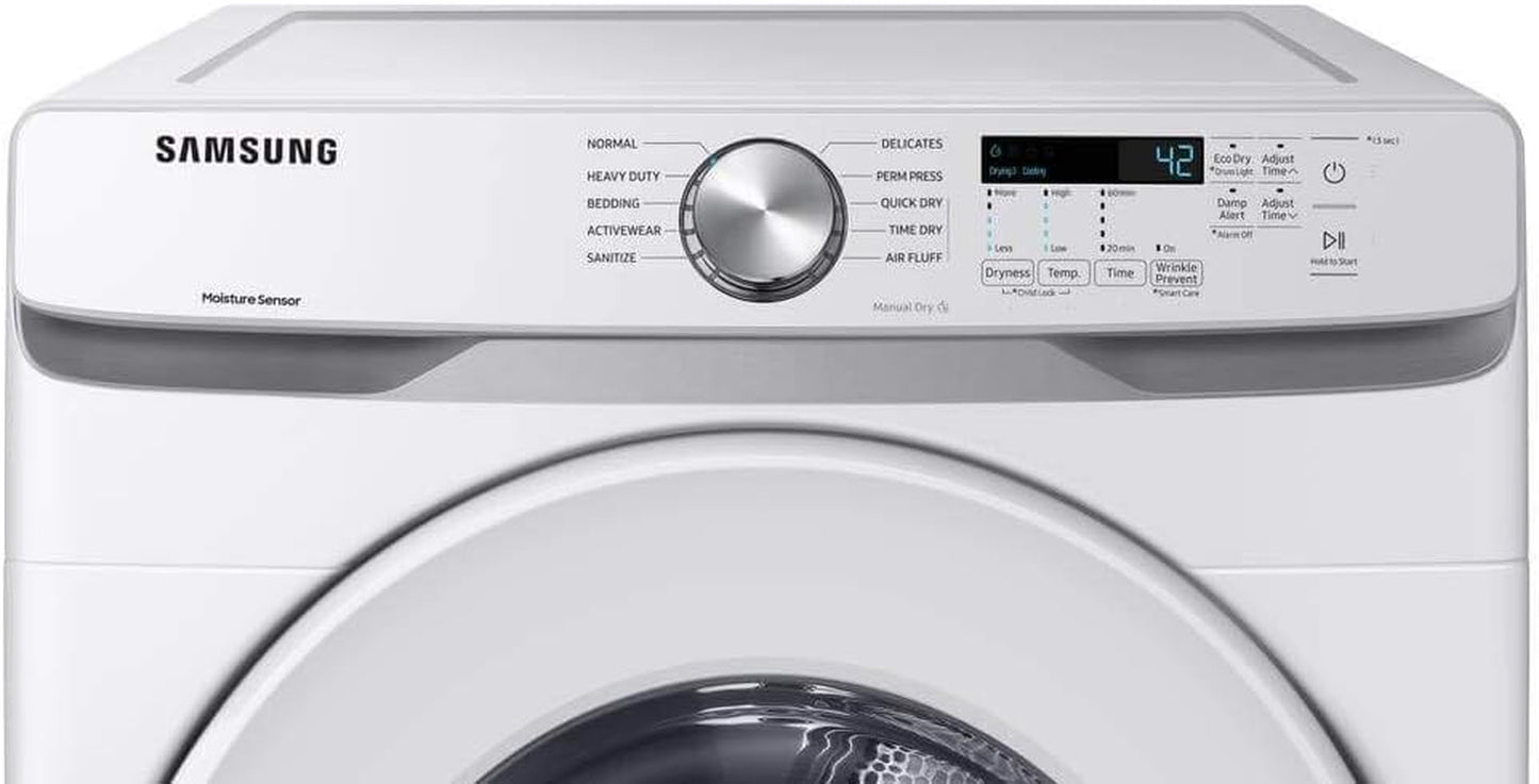 Samsung 7.5 Cu. Ft. Front Load Electric Dryer with Sensor Dry, White, DVE45T6000W/A3
