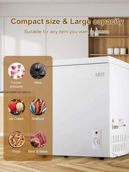 7.0 Cu.Ft Mini Chest Freezer Compact Deep Freezer with Top Open Door White