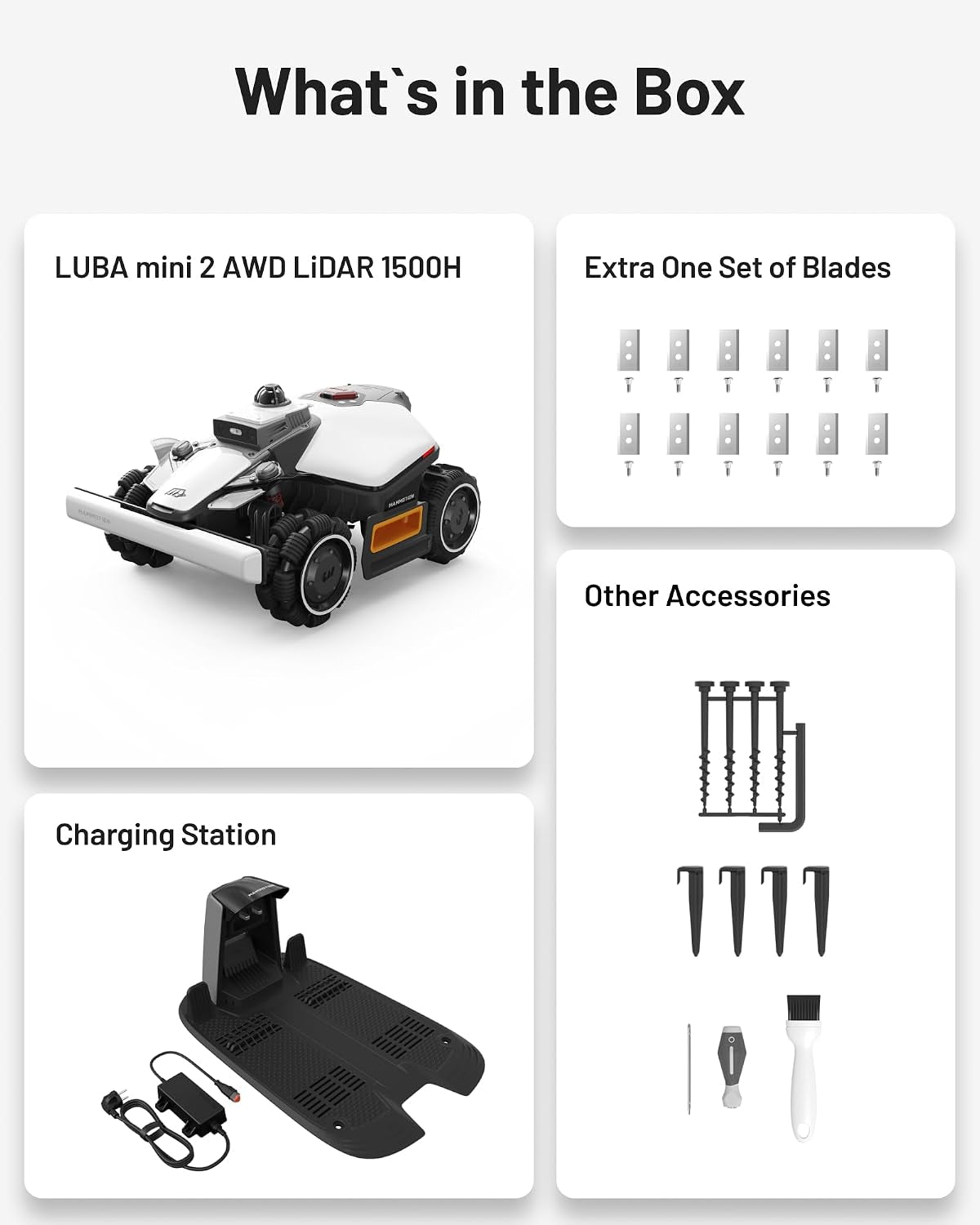 LUBA Mini 2 AWD 1500H Robot Lawn Mower, 0.37 Acre, Lidar+Ai