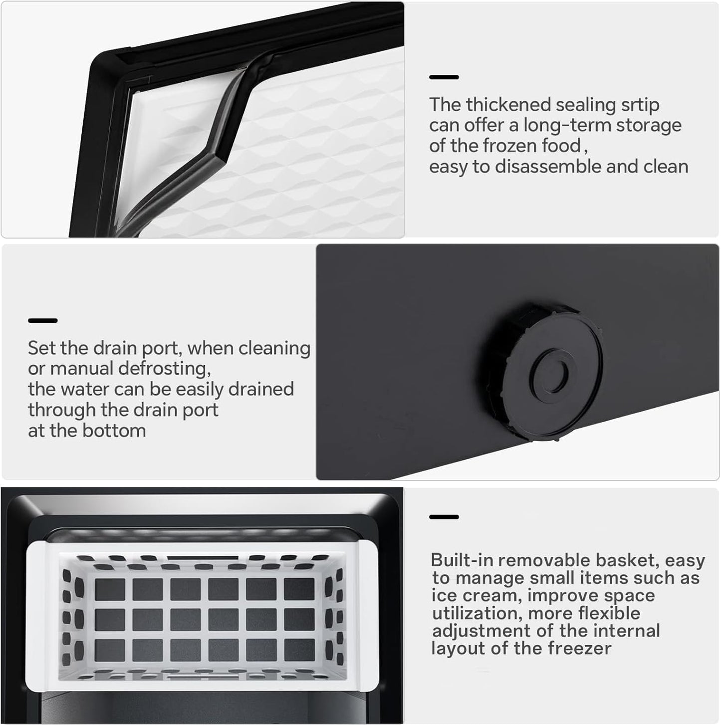 10.0 Cubic Feet Chest Freezer, Deep Freezer for Home, Black