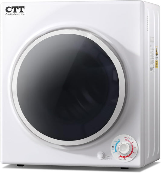 3.5 Cu. Ft. Clothes Dryer, 1500W Electric Dryers for Clothes, 110V Electric Clothes Dryer with Stainless Steel Drumble for 13.2 Lbs. with 4 Automatic Drying Modes (White)