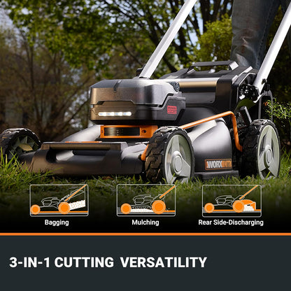 Worx Cordless Lawn Mower, 40V 21" 3-In-1 Grass Mower for 1/2 Acre, WG760