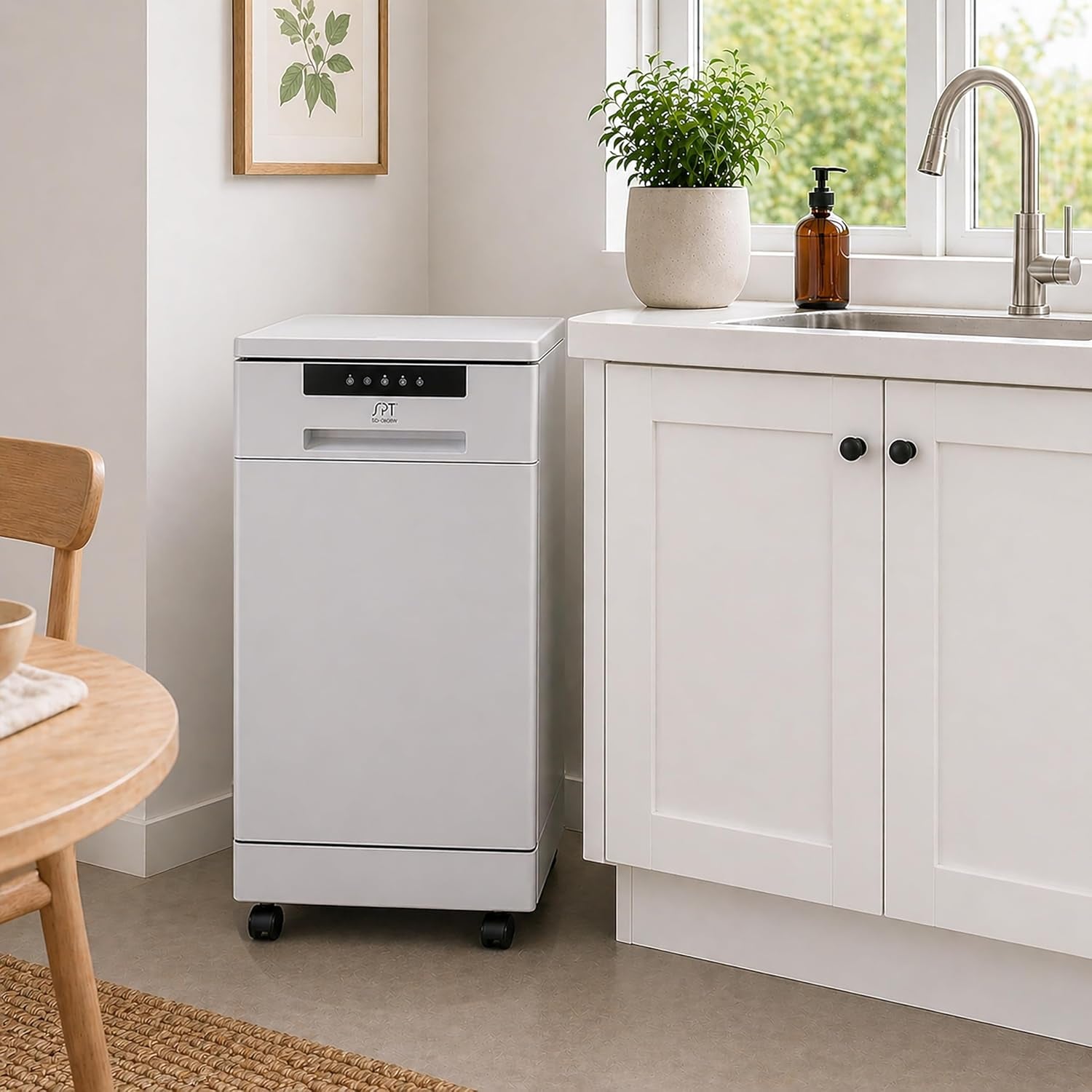SD-9263WA 18″ Wide Portable Dishwasher with ENERGY STAR, 6 Wash Programs, 8 Place Settings and Stainless Steel Tub – White