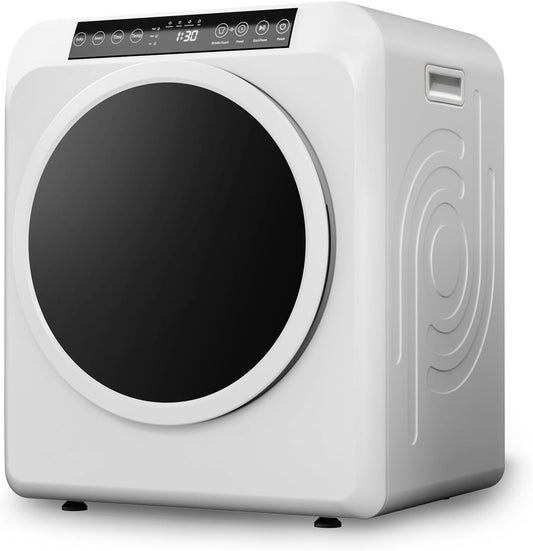 13.2LB Portable Clothes Dryer, 3.5 Cu.Ft High End Front Load Tumble Laundry Dryer with LCD Touch Screen, Stainless Steel Tub for Apartment, Home, Dorm-110V, Classic White