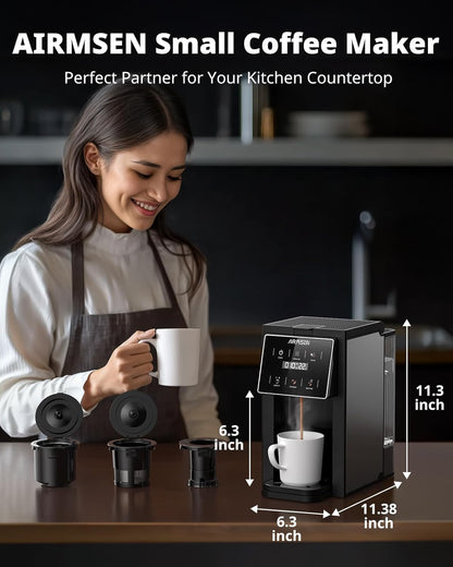 Grind and Brew Coffee Maker, Single Serve with Built-In Grinder, Compatible with K-Cup Pods & Ground Coffee, 1000W Fast 6-14 Oz Brewing, Touchscreen, 50 Oz Removable Tank
