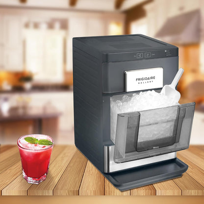 Frigidaire Gallery, 33 Lbs. Countertop Ice Maker, Nugget Shaped Ice, Stainless Steel Trim (Black)