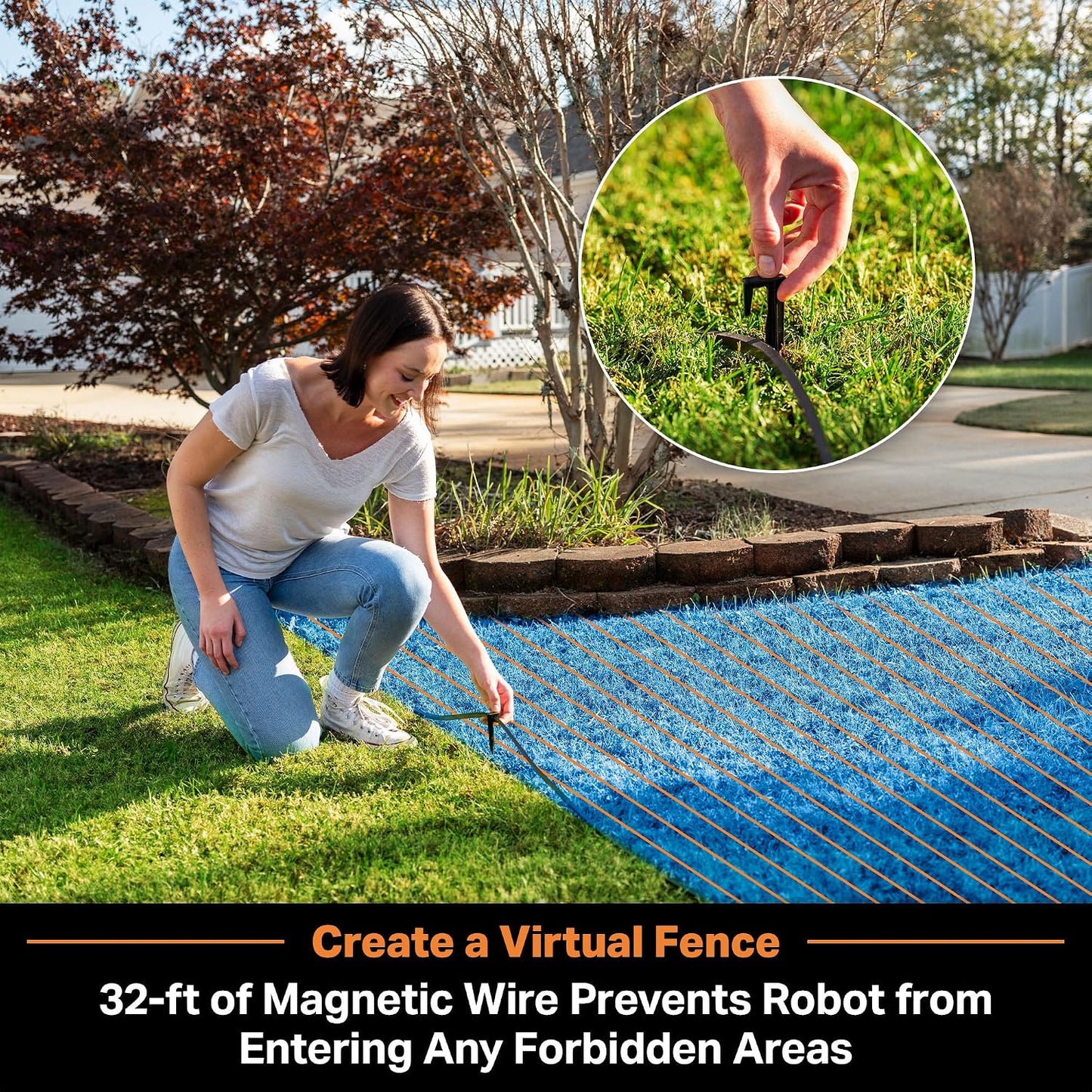Ocumow™ VBRM601YCM MAX Perimeter Wire Free Robot Lawn Mower Cuts Small Lawns 2000-3500 Square Feet with Optical Navigation, Obstacle Avoidance, Low Noise and No Go Function