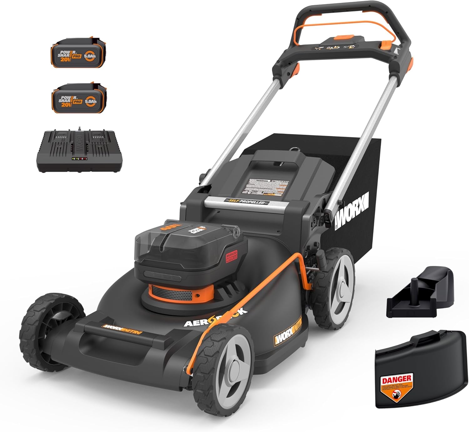 Worx Cordless Lawn Mower, 40V 21" 3-In-1 Grass Mower for 1/2 Acre, WG760