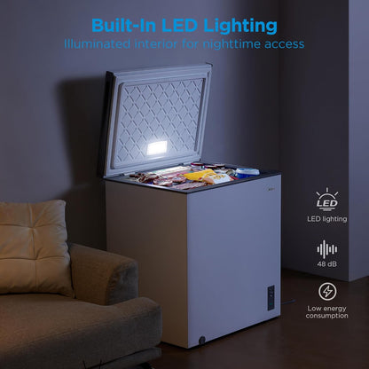 Midea 7.0 Cu.Ft Chest Freezer, Fridge Freezer Convertible with LED Light