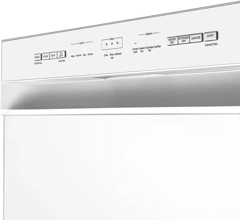 Midea MDF24P1BWW 52 Dba White Front Control Hybrid Tub Dishwasher
